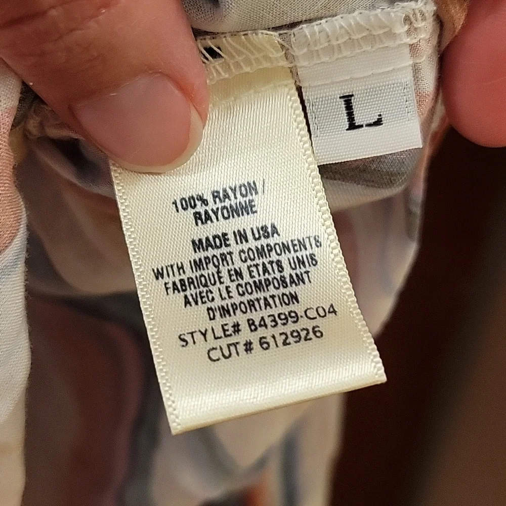 Bella Dahl | Colorful Striped Button Down Long Sleeve Blouse 100% Rayon - Size L - Picture 8 of 10